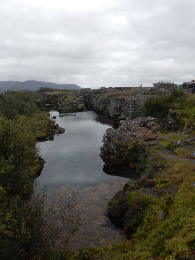 Still water in a mossy rift