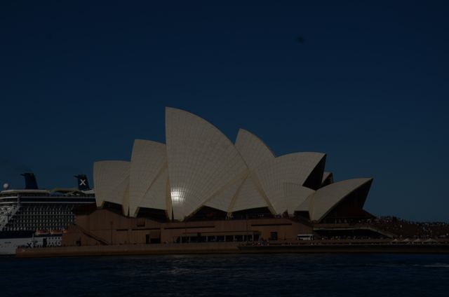 The Opera House sails lit at night